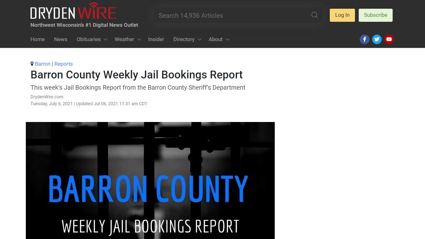 Barron County Weekly Jail Bookings Report - DrydenWire