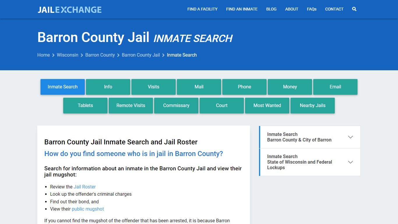 Inmate Search: Roster & Mugshots - Barron County Jail, WI